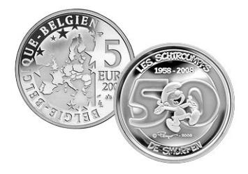 50 jaar Smurfen 5 euro België 2008 Proof